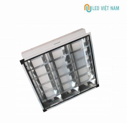 Máng đèn led âm trần 600x600mm inox có chóa phản quang, dùng lắp bóng đèn led t8 dài 0.6m